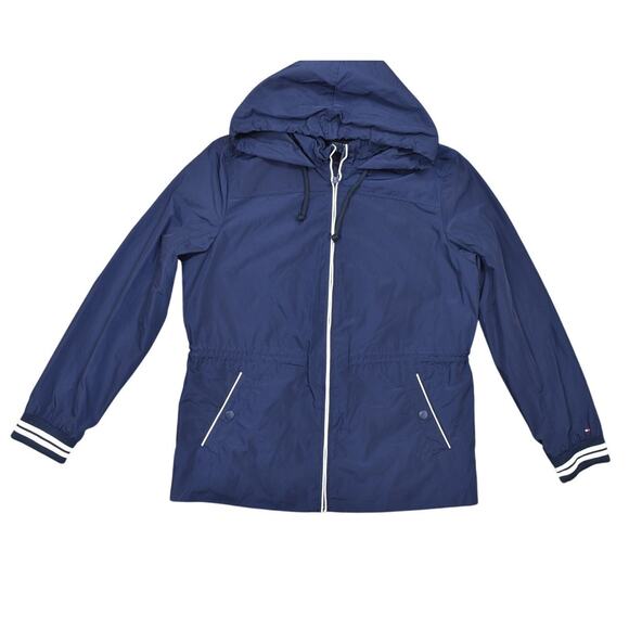Tommy Hilfiger Blue Jacket M - Polyester Women's Coat Windbreaker Rain Coat - Picture 1 of 9